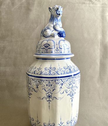 Grand pot couvert style Delft