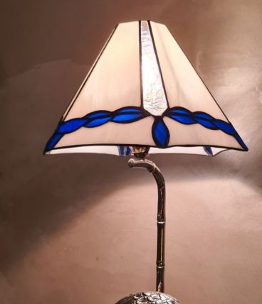 lampe en métal argenté, héron, échassier, bambou, maison Bag