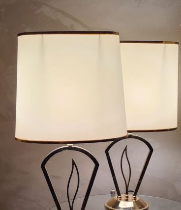 paire de lampes 1980  chrome dorée style deluxe ,  roche,,,,