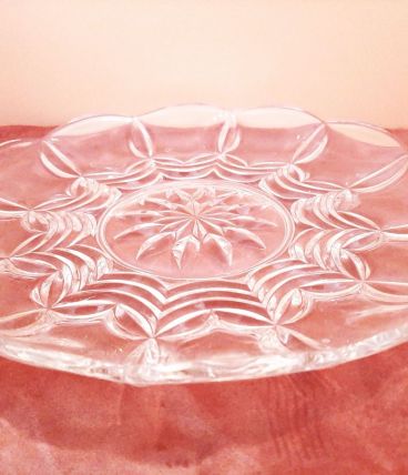 Assiette plateau en verre vintage 28cm