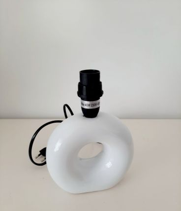 Pied de Lampe à poser en verre blanc année 1990