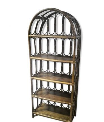 Étagère bibliothèque vintage en rotin et osier