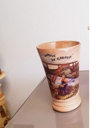Vase céramique avec motif paysage et viaduc (ref K14A)