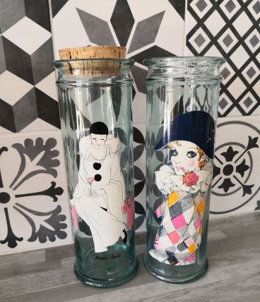 Bocaux en verre Arlequin et Pierrot