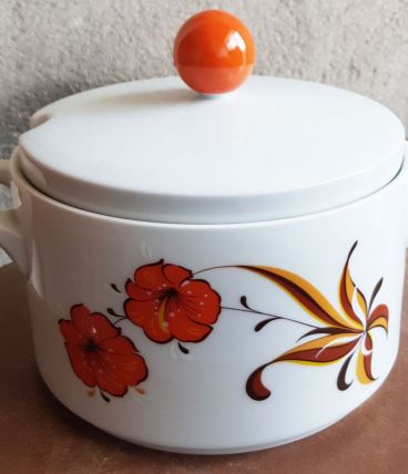 Soupière/légumier  vintage Bavaria -  Fleurs orange