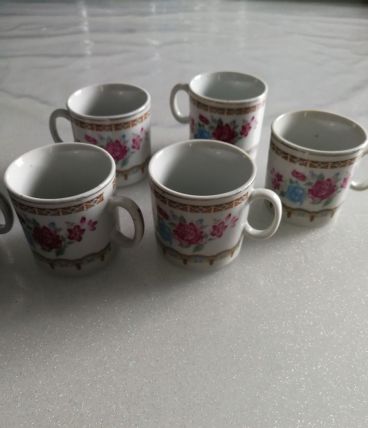 6 Tasses à café à motif floral 
