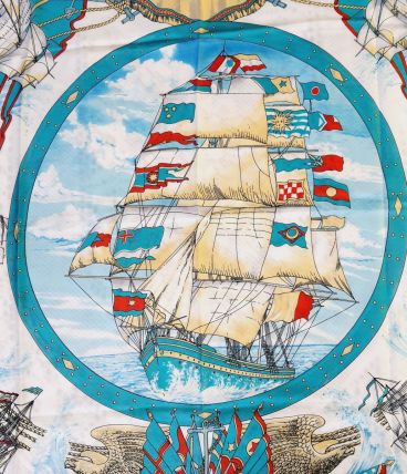 Foulard polyester décor bateaux