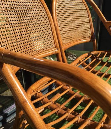 Banquette rotin et cannage