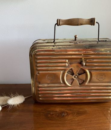 Boîte chaufferette vintage en laiton 