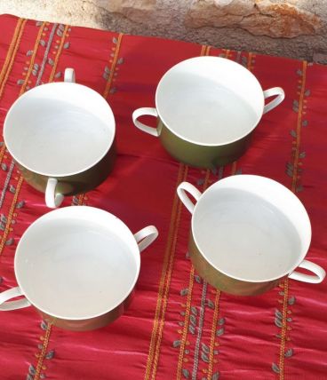 4 bols tasses 2 anses Melitta porcelaine chocolat café 