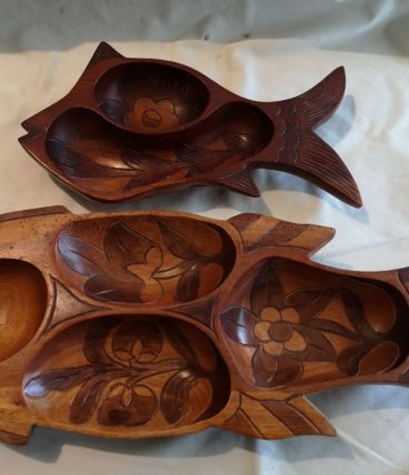 2 POISSONS BOIS Sculptés pour vos amuses-Gueules