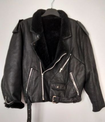 Perfecto cuir noir peau lainée Mac Douglas 40 bombardier she