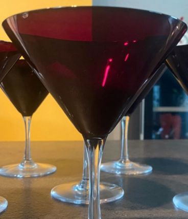 2 verres cristal martini, coctail, champagne