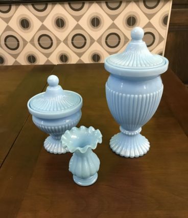 Trio d'opalines bleues