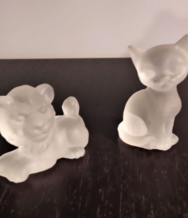Chaton et lionceau en pâte de verre