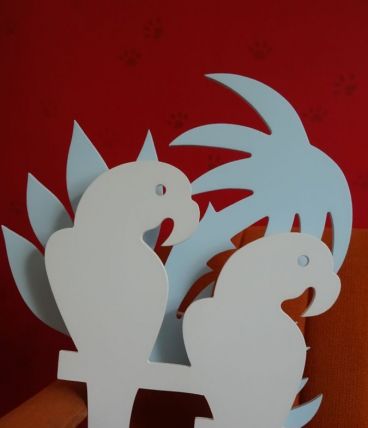 suspension et applique en bois laqué Perroquets