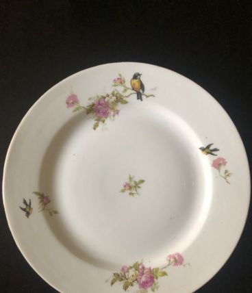 10 assiettes à décor d'oiseaux