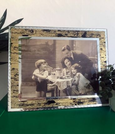 CADRE vintage Art Deco | verre miroir biseaute peint