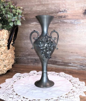 Soliflore Etain - Anses et Fleurs - Vintage - Vase