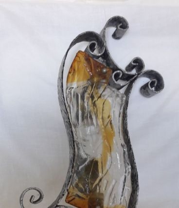 Applique vintage en verre et fer forgé / Luminaire déco