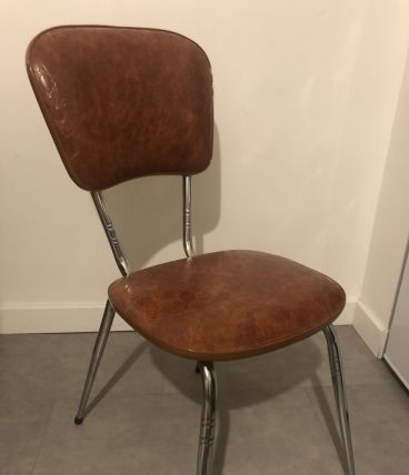6 Chaises simili cuir année 70