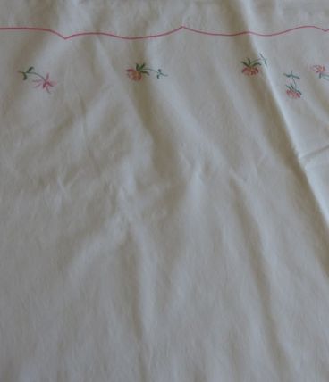 Drap brodé main métis blanc pour lit 140