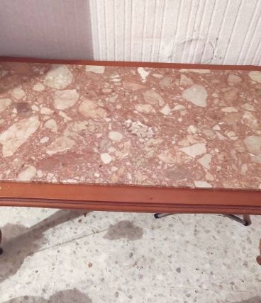 Table basse bois et marbre