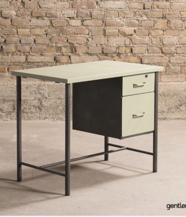 Petit bureau en métal équipé d'un caisson