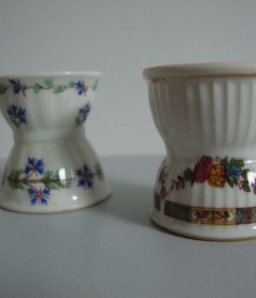 2 anciens coquetiers "diabolo" céramique et Porcelaine