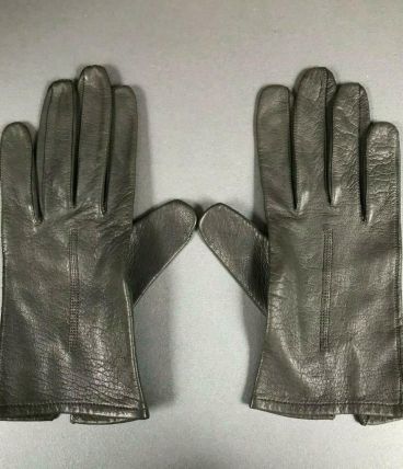 Paire de gants gris en cuir vintage - Taille 7