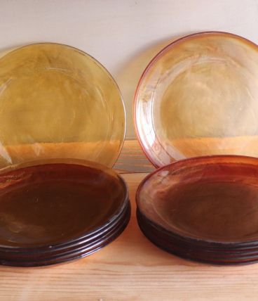 Set de 6 assiettes en verre ambrés