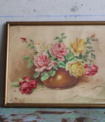 Tableau aquarelle bouquet de roses