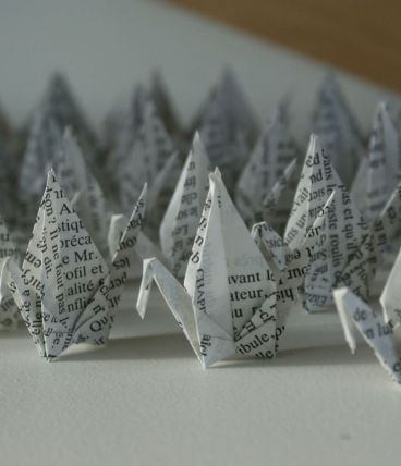 50 grues oiseaux porte bonheur en origami livre recyclé 