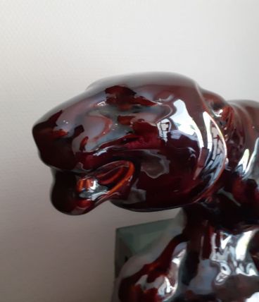 Panthère. Digoin et Sarreguemines. Céramique émaillée. 