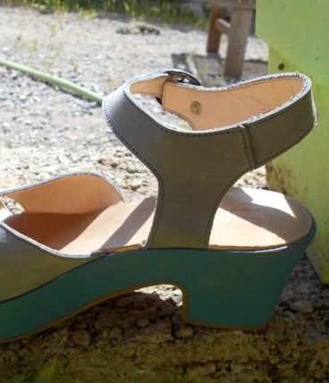 SANDALES CARLA VALDONE VINTAGE T 36 BLEU TBE