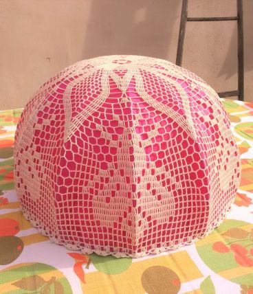 Abat jour en tissu et crochet (vintage)