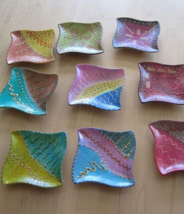 9 Mini coupelles en porcelaine peinte main décor unique 