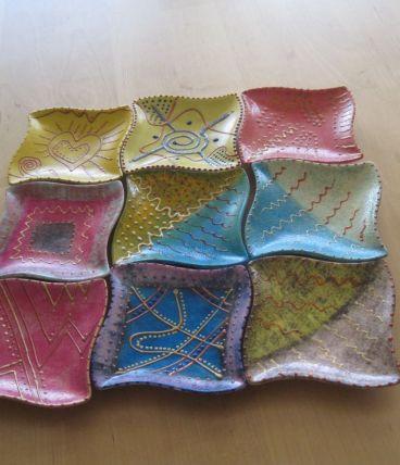 9 Mini coupelles en porcelaine peinte main décor unique  