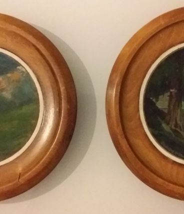  assiettes décoratives en bois du 20ème siècle 