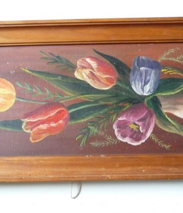 Tulipes, huile sur toile, Y. Pauluzzi