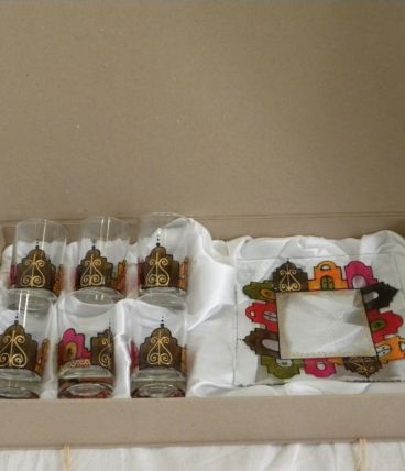 Service à Thé Marocain Verres à Thé  plateau avec peinture