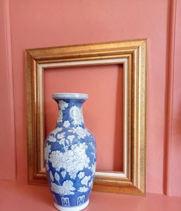 Grand vase blanc/bleu style Japonais