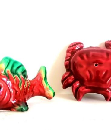 Sel et poivre crabe et poisson vintage 