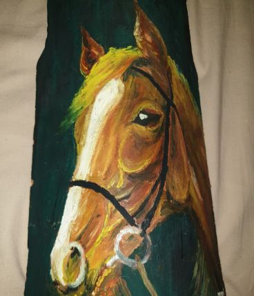 Tuile peinte tête de cheval