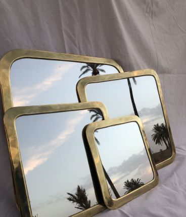 Lot de 4 miroirs carré en laiton