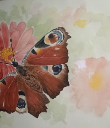 Impression de papillon sur une fleur