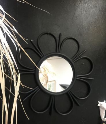 Miroir fleur noir vintage