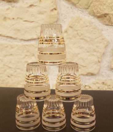 Lot de 6 verres liséré doré et granités