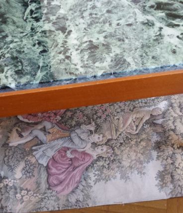 TABLE BASSE VINTAGE EN MARBRE VERT