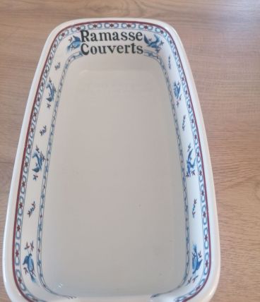 Ramasse couverts porcelaine de Paris décor oiseau bleu